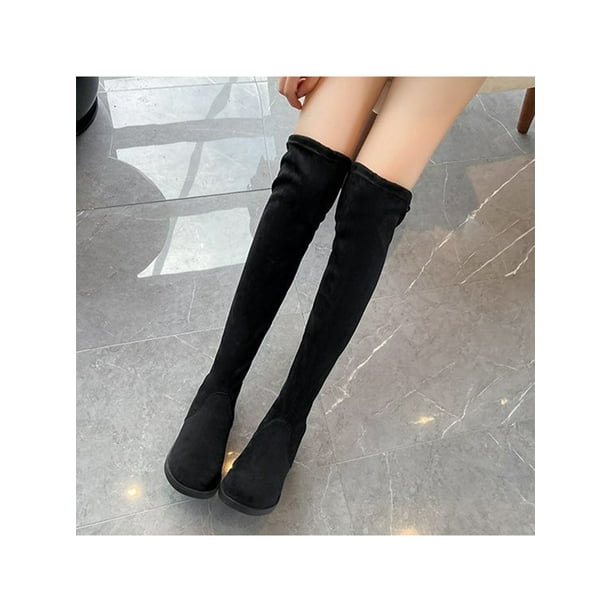 Ukap Women Slip Resistant Mid Heel Booties Dress Lightweight Non Slip Over The Knee Boots Black 7 Black 7