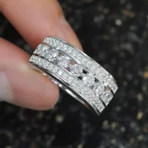 4Ct Round Moissanite Half Eternity Cluster Wedding Ring Real 925 Sterling Silver