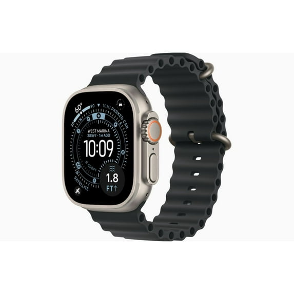 Restored Apple Watch Ultra 3 - GPS + Cellular - 49mm Natural Titanium Case with Black Ocean Band