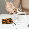 thumbnail image 6 of Kll Square Drink Coasters Set Of 4,Pu Leather Absorbent Coasters Set Decorative Coffee Cup Coasters Housewarming Gift For Home Decor-Orange Pumpkin Autumn Maple Falling Leaves, 6 of 9