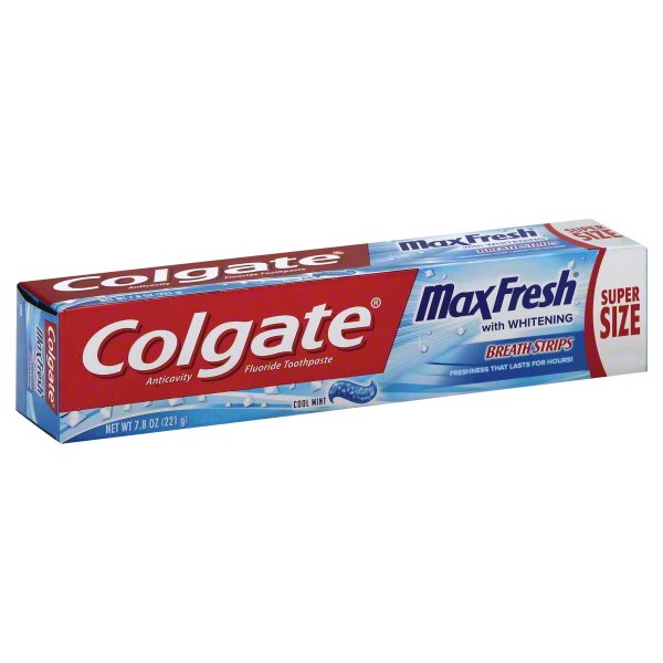 Colgate MaxFresh Toothpaste With Mini Breath Strips Whitening Cool Mint 7.8 OZ