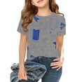 thumbnail image 2 of Gbsyewxs Shirts For Girls Short Sleeve Crew Neck Cartoon Print Loose Summer Toddler Girls Tees Grey Size 6-7 Years, 2 of 4