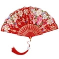 thumbnail image 4 of Paokuoon Delicate Flower Pattern Fan Folding Hand Fans Lightweight Elegant Floral Pattern Decorative Supply for Wedding Party, 4 of 8