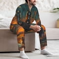 thumbnail image 7 of Honeii Sunset Prairie Meditating Horse Pattern Mens Pajamas Set,2pcs Men's Lounge Long Sleeve Sleep Shirt and Pajama Bottoms Sleepwear Set,Mens Pjs Sets-Medium, 7 of 7