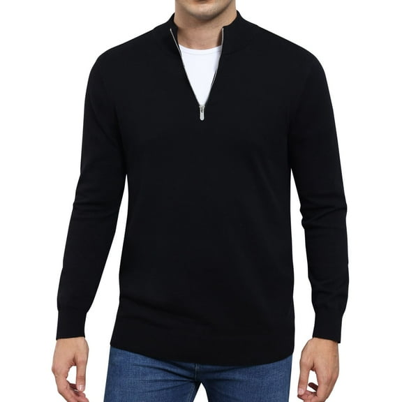 Alimens & Gentle Men's Collar Zip-up Sweater Pollover Cotton Comfort Casual Sweater For Men