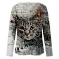thumbnail image 5 of IROINID T-Shirts à Manches Longues Réduits pour Femmes, Col Rond Imprimé, Blouse d'Automne, Pull-Over, Gris, 5 of 5