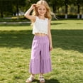thumbnail image 6 of Miluxas Kids' Boho Lace Top & Tiered Pants Set, Sleeveless Crochet Cami & Elastic Waist Ruffle Pants, Casual Summer Outfit for Girls Purple 2 Years, 6 of 9