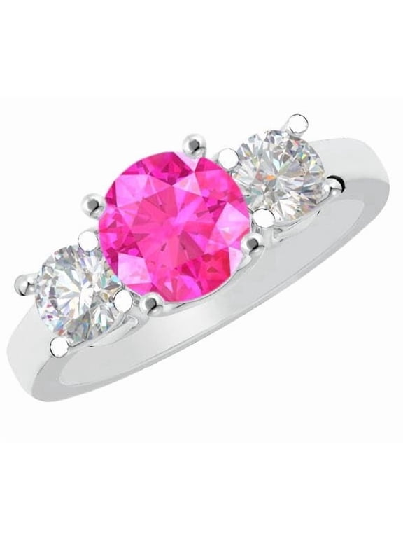 1 to 5.5 Carat Round 14K White Gold Natural Gemstone and Diamond Engagement Ring (AAAA Heirloom Quality) Emerald 1.25 Carat Size: 5