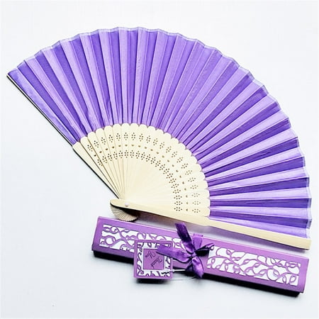 

NIUREDLTD Home Decoration Wedding Gift Box Gift Fan Tray Carton Couple Gift Solid Color Silk Fan