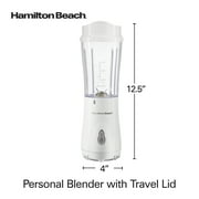 Hamilton Beach Personal Blender for Smoothies with Travel Lid, 14 oz, White