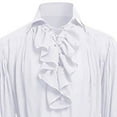 thumbnail image 6 of Inglocry Men Pirate Shirt Vampire Renaissance Shirts Victorian Ruffled Medieval Costume Cotton Linen Shirt White 3XL, 6 of 9