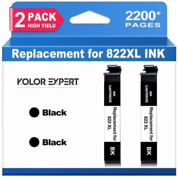 822 Ink Cartridge Compatible for Epson Ink 822xl for Workforce Pro WF-3820 WF-3823 WF-4820 WF-4830 WF-4833 WF-4834 Printer (2-Black)