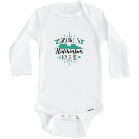 

Someone In Hutchinson Loves Me Hutchinson KS Skyline One Piece Baby Bodysuit (Long Sleeve) 0-3 Months White