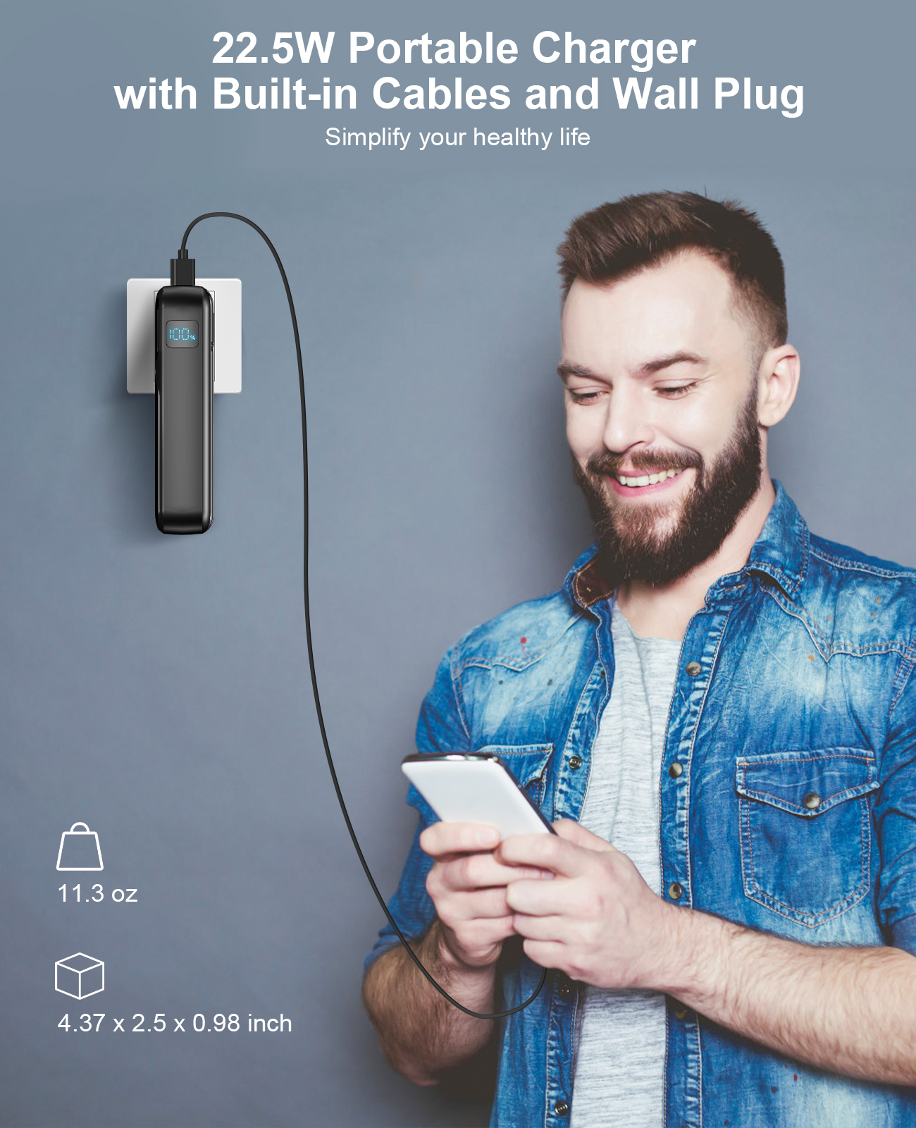 Yelomin 38800mAh Portable Charger with Built-in Cable & AC Plug photo 6