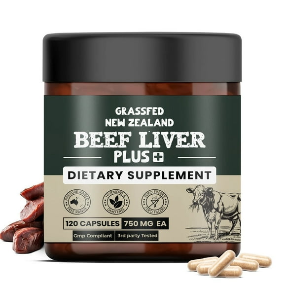 Grass-Fed Beef Liver 750 EA Caps 120 Ct - NewZealand Grass-Finished, Hormone-Free, No Fillers, Non-GMO