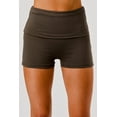 thumbnail image 5 of Pillowy Soft Fold Over Waist Shorts - Chocolate Brown, 5 of 8