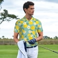 thumbnail image 5 of Balery Lemons Chamomile Flowers And Leaves Printed Men’s Short Sleeve Polo Shirt, Midweight Men's Shirt,Golf Polo shirts -4X-Large, 5 of 8