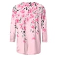 thumbnail image 4 of Staron Women's Casual Printed T-Shirt 3/4 Sleeve Round Neck Loose Fit Blouse Spring Summer Fashion Top, Pink 5XL, 4 of 5