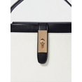 thumbnail image 4 of Women’s Black White Bucket Handbag, Top Handle Purse with Lock Detail, 4 of 5