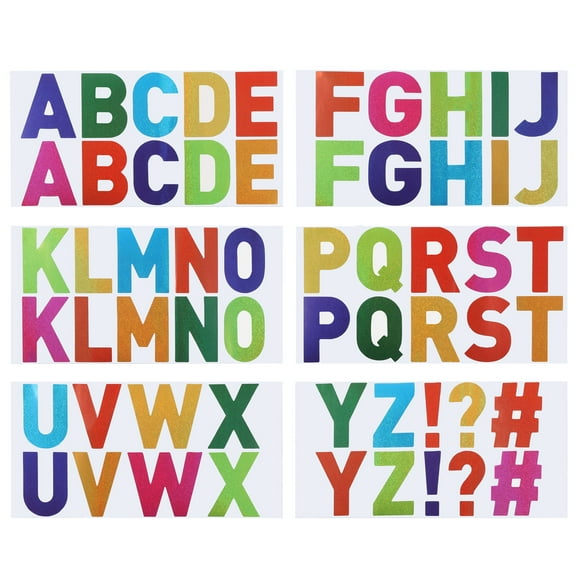 Uxcell Letter Stickers 2.5", Self Adhesive Vinyl Large Alphabet Number Stickers, Flash Colorful 60 Pcs/ 6 Sheets