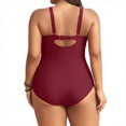 thumbnail image 5 of Minjewel Women's Swimsuit: High Waist One Piece with Control Top,Perfect for Beach Cover Up and Summer Fashion Swimwear Activities,Wine,L, 5 of 5