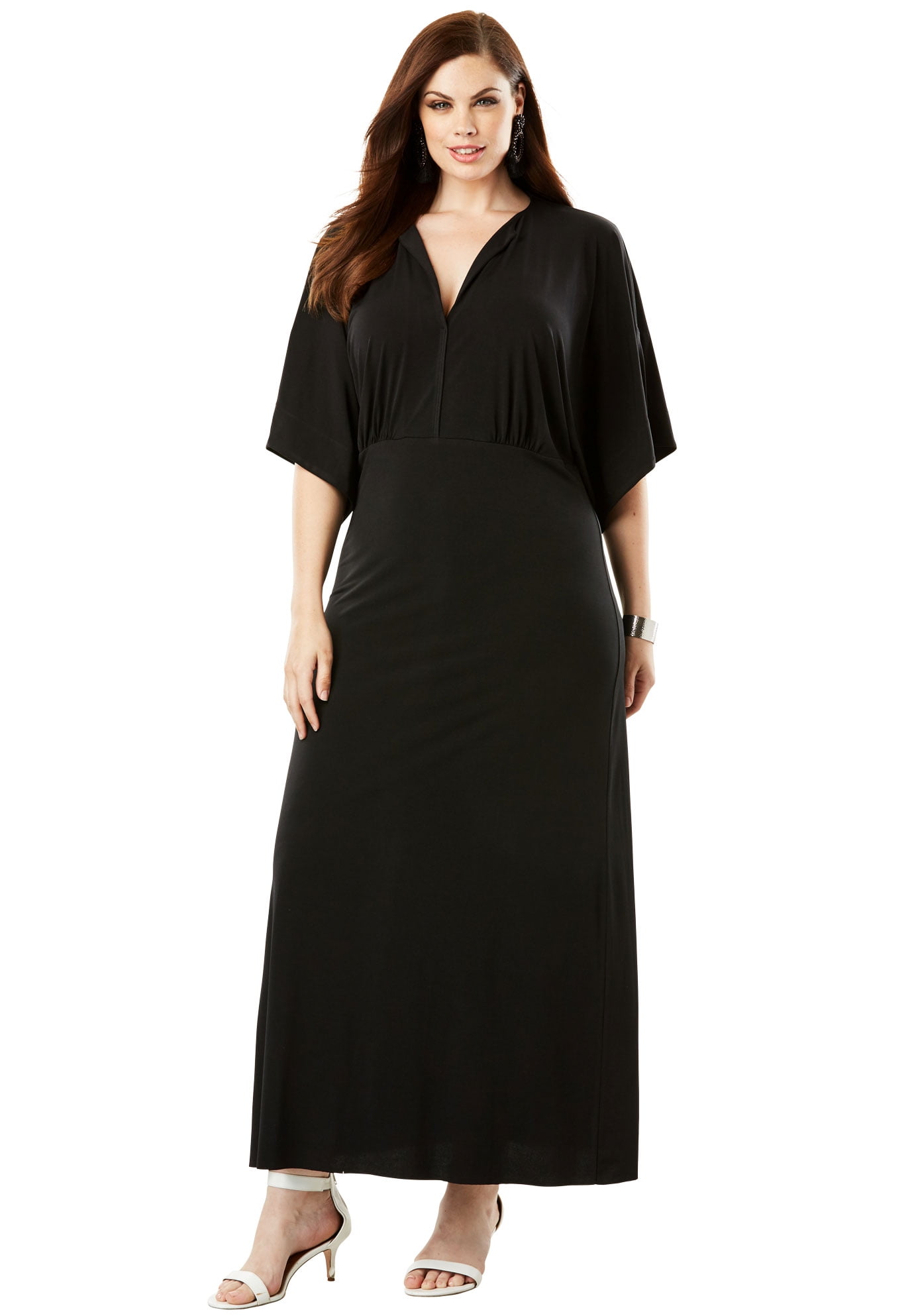 plus size flutter sleeve maxi dress