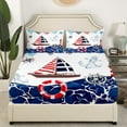 thumbnail image 3 of Erosebridal Anchor Boat Full Sheet Sets,Nautical Compass Bedding Full Size,Ocean Sea Bed Sheets Set Full Size,Lightweight Marine Room Decoration,4pcs, 3 of 7