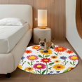 thumbnail image 2 of Round Rugs 4Ft, Sunflower Round Area Rug Washable Indoor Throw Carpet, Spring Floral Summer Botanical Colorful Soft Non Slip Circle Rug for Kitchen Nursery Room Home Decor Aesthetic, 2 of 8