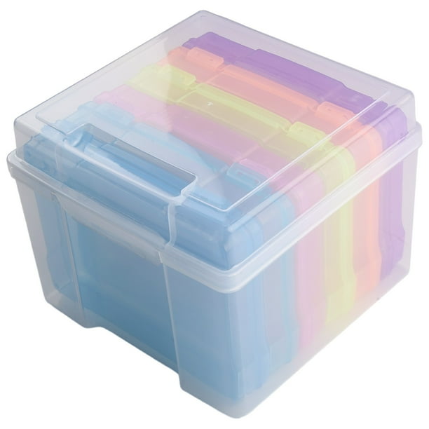 BLUESON 5X7 Inch Photo Storage Box Plastic Picture Keeper 6 Colorful