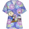 thumbnail image 4 of Ropa de mujer Estampado de dibujos animados de Snoopy Cuello en V Ropa de trabajo para mujer Tops Manga corta Con bolsillos Uniforme médico de enfermería, 4 of 5