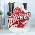 thumbnail image 4 of Hockey Soft Flannel Fleece Blanket, Let's Play Retro Style Sports Stamp Illustration League Tournament Win Victory, Cozy Plush for Indoor and Outdoor Use, 50" x 70", Dark Coral White, by Ambesonne, 4 of 5