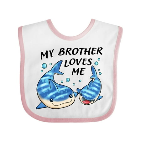 

Inktastic My Brother Loves Me- whale shark Gift Baby Boy or Baby Girl Bib