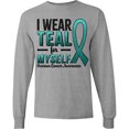 thumbnail image 3 of Inktastic I Wear Teal for Myself-ovarian Cancer Awareness Long Sleeve T-Shirt, 3 of 5