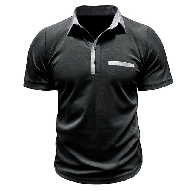 FAIWAD Mens Short Sleeve Tops Lapel Button Down Business Office Shirts Stretch Lightweight Tops with Pocket