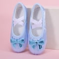 thumbnail image 5 of Miqool Kids Satin Ballet Dance Shoes Sequin Bow Soft Sole Slip-On Elastic Strap Gym Yoga Practice Dance Shoes for Toddler/Little/Big Kids, 5 of 9
