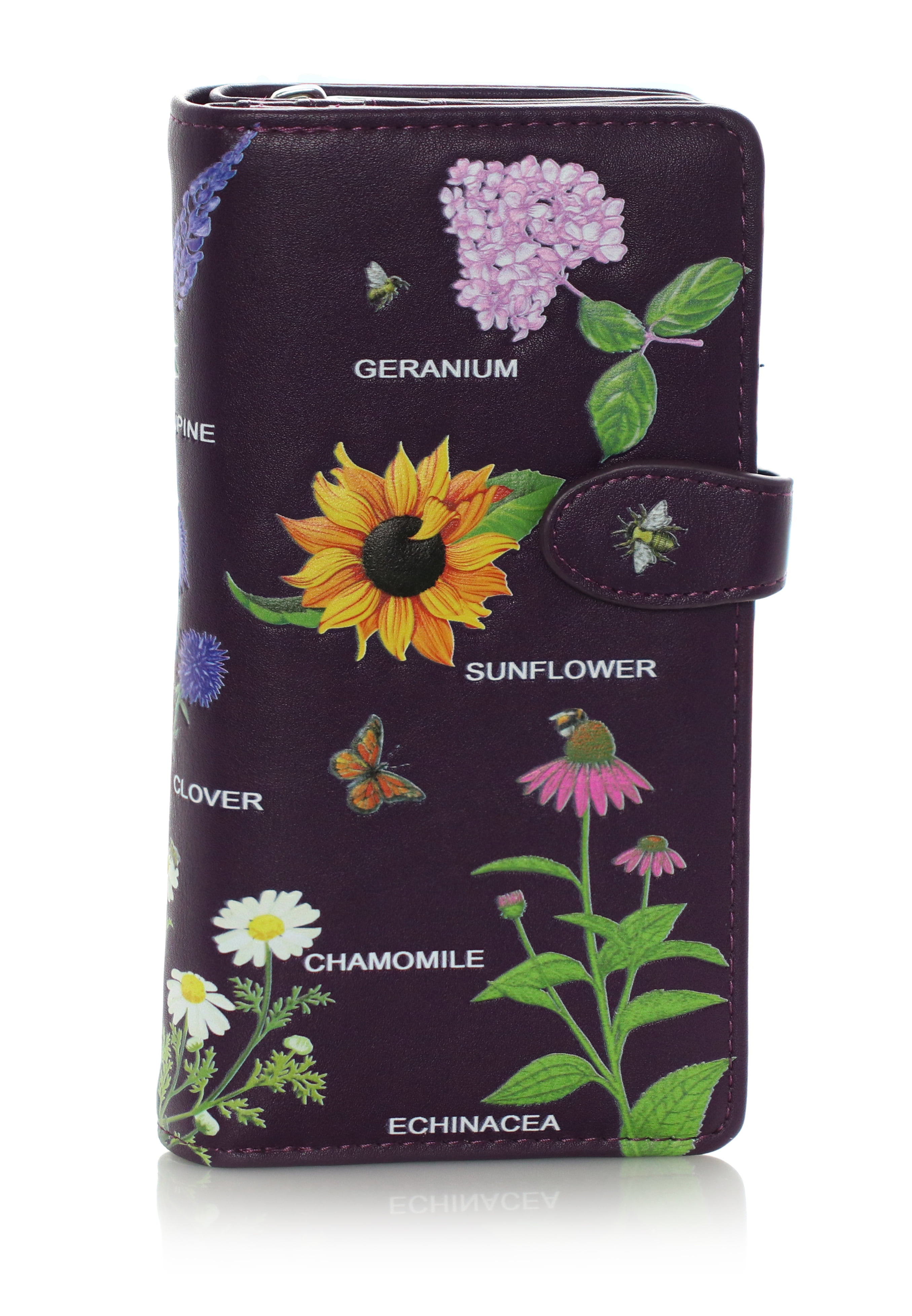 Wildflowers Large Women's Zipper Wallet (Purple)