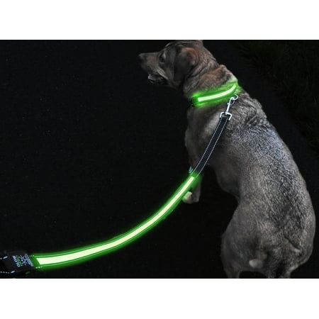 Lighted Dog Leash - GlowHERO LED Light Up Dog Leash - The Original GlowLeash - High Visibility Durable and Reflective LED Pet Leash w/Padded Shock Absorbing Handle (Neon Green, 4.2ft)