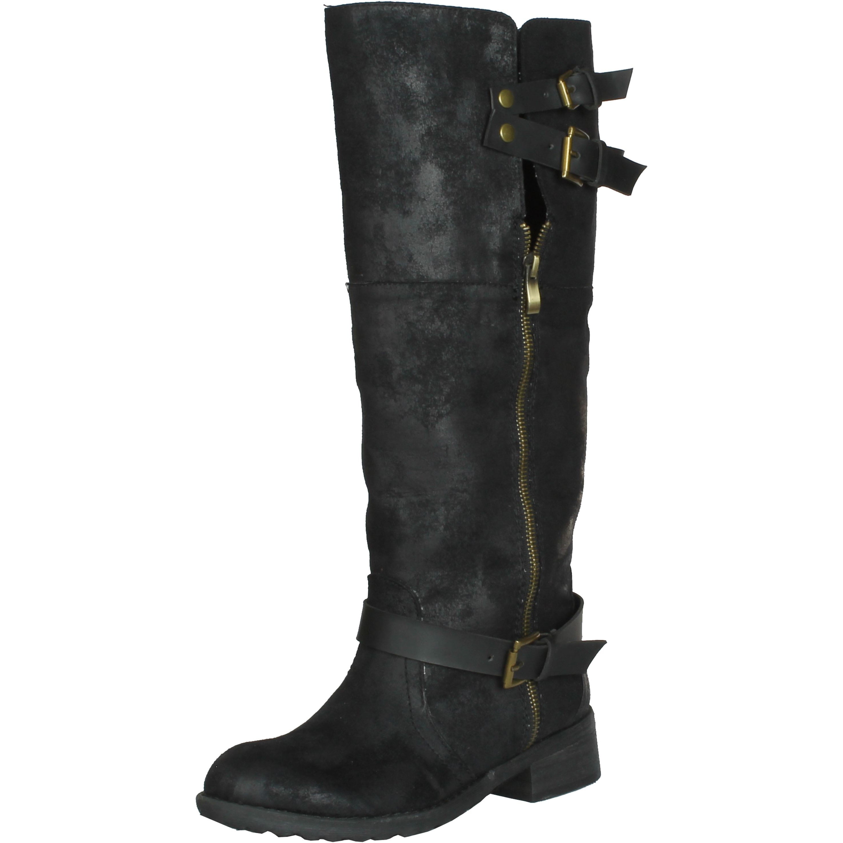 distressed moto boots