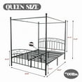 thumbnail image 3 of Caxkun Queen Size Canopy Bed Frame Four-Poster Metal Platform Bed with Headboard and Footboard Sturdy Heavy Duty Steel Slat Support，Black, 3 of 6