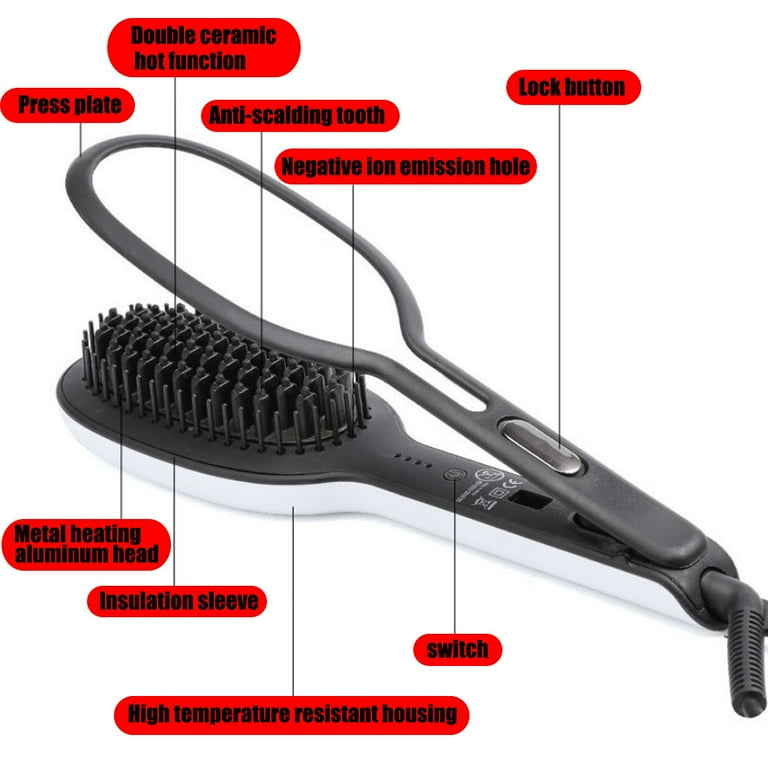 Hessimy Hair Straightening Brushes, Glossie Ceramic Styling Hair