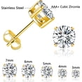 thumbnail image 4 of Leander Titanium Stud Earrings Set Hypoallergenic Cubic Zirconia Round Surgical Stainless Steel 4 Prong Stud Earring Jewelry for Women Men, 4 of 7