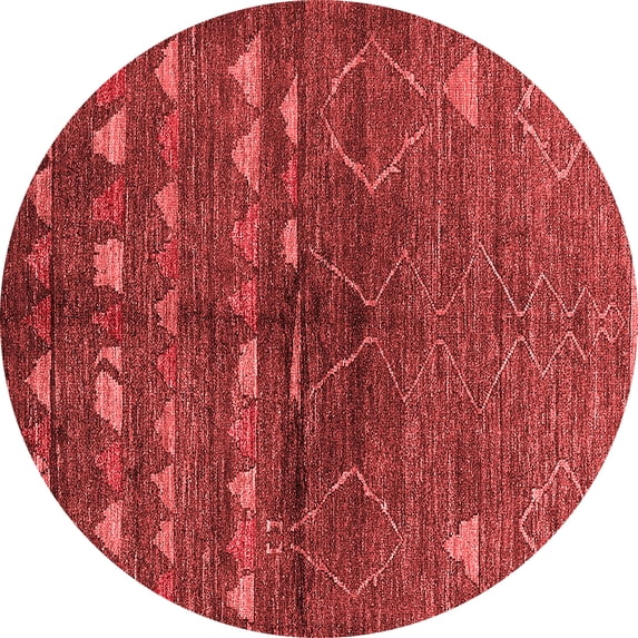 Ahgly Company Machine Washable Indoor Round Solid Red Modern Area Rugs, 5' Round