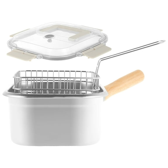 Wekvgz Deep Fryer Pot Stainless Steel Frying Pan with Basket and Handle Portable Square Deep Frying Pan with Lid Multifunctional Deep Fryer for Frying Fish Chicken and Fries