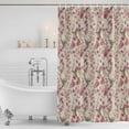 thumbnail image 3 of Pink Beige Flowers Shower Curtain, Waterproof Shower Curtains for Bathroom, Spring Floral Elegant Pastoral Rustic Washable Fabric Bathtub Curtain Set Bath Decor with 12 Hooks 72"x78", 3 of 8
