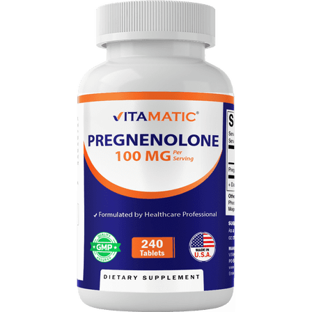 Vitamatic Pregnenolone 100 mg per Serving Non-GMO Gluten Free 240 Tablets