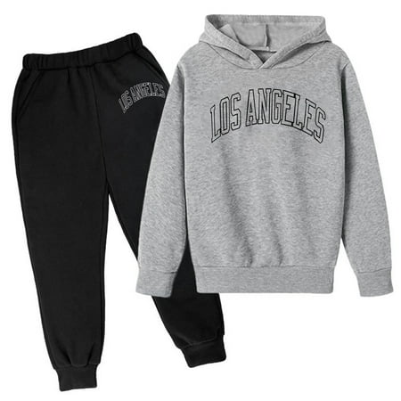 

Big Kid Boy Clothes Letter Printed Long Sleeved Hoodies Sweatshirt + Pants Fall Winter Outfits Set for Boy11-12 Years