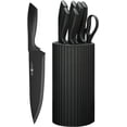 thumbnail image 2 of Knife Set, 8-Piece Kitchen Knife Set with Universal Block - Anti-Rust Chef Knives, Ergonomic Design, Dishwasher Safe (Black)$$Home Decor, Kitchen, & Other, 2 of 8