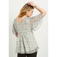 thumbnail image 2 of June + Vie Women's Plus Size Faux Wrap Fit-And-Flare Top - 30/32, Pink Floral Ikat, 2 of 4