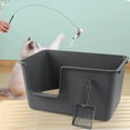 thumbnail image 5 of Guankan 2 Pack Large Cat Litter Boxes with Free Scoops, Plastic High Side Pet Litter Pans, Gray, 5 of 7