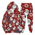 thumbnail image 2 of Men's Casual Christmas Printed Long-sleeved Hooded Sweatshirt and Sweatpants Two-piece Set, Fleece-Lined for Holiday Gifts Winter Sports and Festive Events,Deep Red,M, 2 of 6